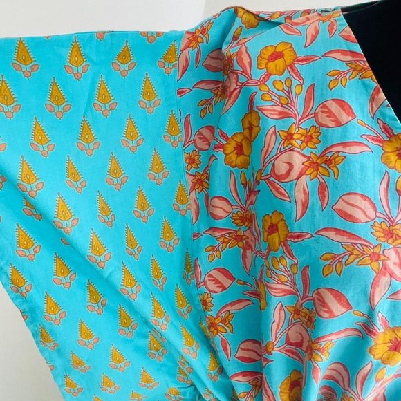 BRAND NEW Summer Cotton Kaftan Blue beach cover loungewear Indian kaftan dress - Picture 2 of 5